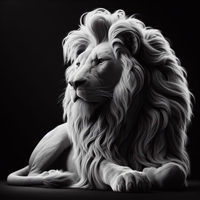 Regal Monochromatic Lion Drawing | Intricate Wildlife Art
