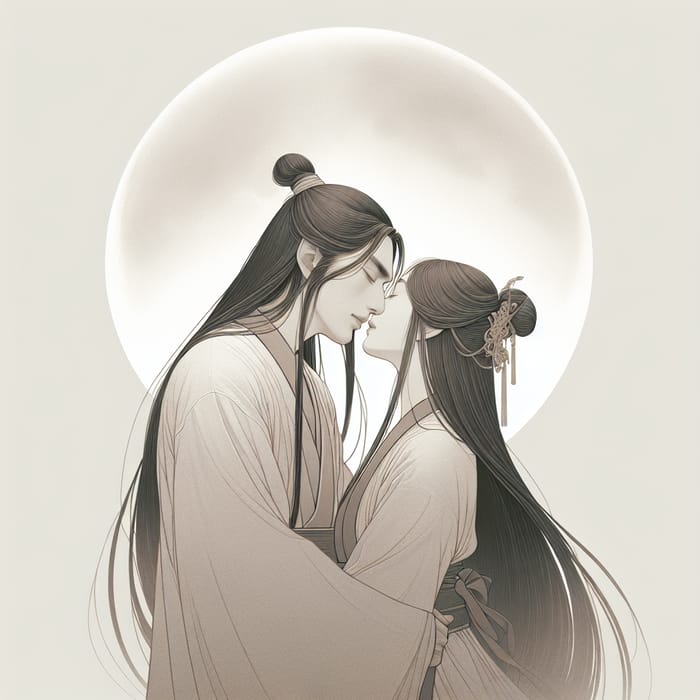 Intimate Eastern Couple in Traditional Attire - Tender Embrace