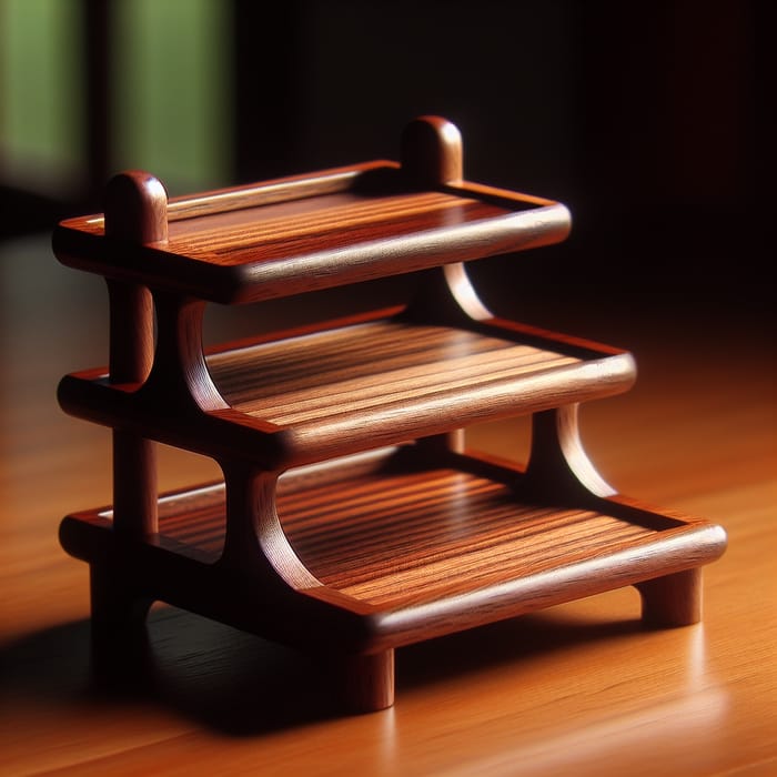 Handcrafted Small Mahogany Wood Display Stand