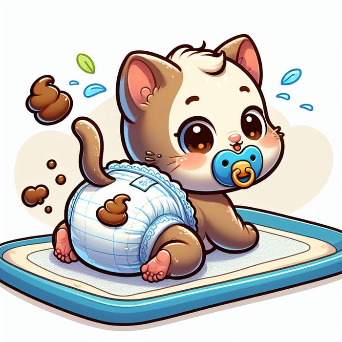 Cute Newborn Kitten in Diapers | Changing Mat for Funny Cartoon