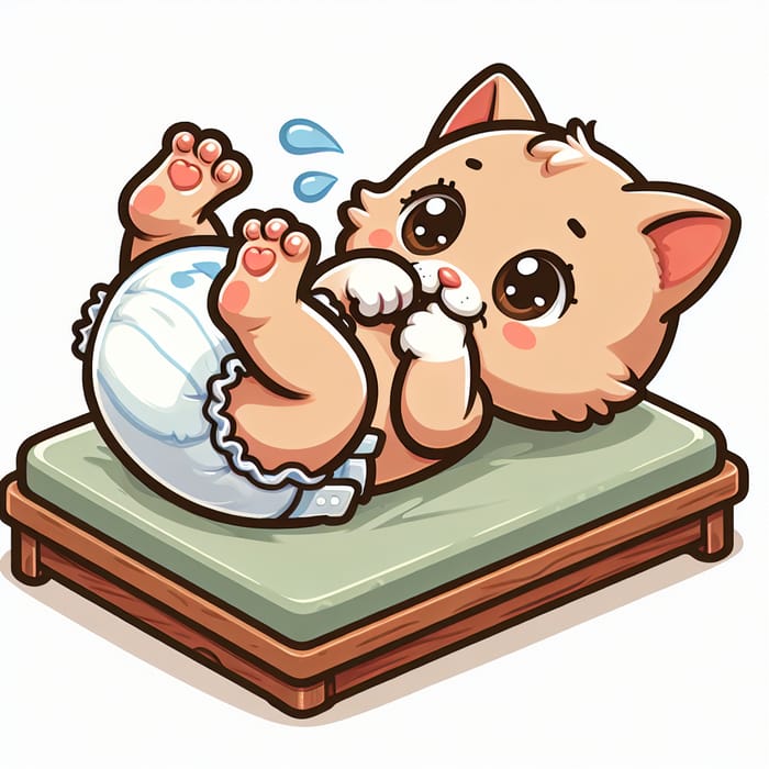Cute Newborn Kitten in Diapers | Changing Pad Scene