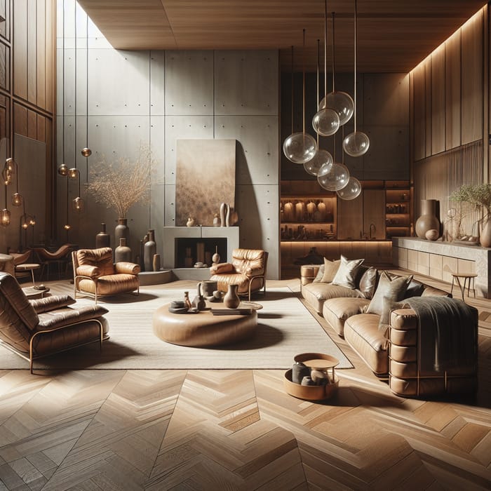 Wabi-Sabi Leather Furniture and Light Luxury Interior Design