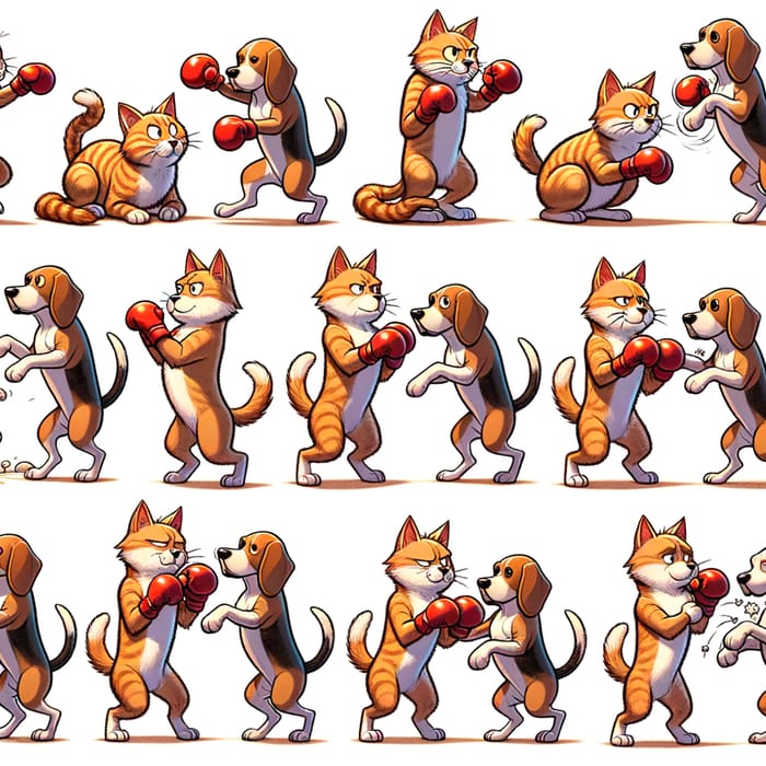 Cat and Dog Boxing: Humorous Fight Sequence