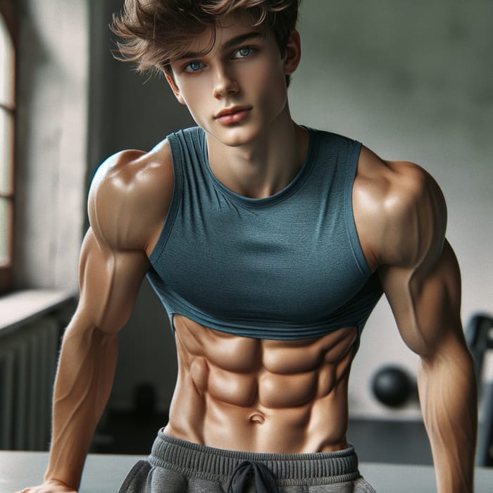 Handsome Teen with Sculpted Abs | Confident Fitness