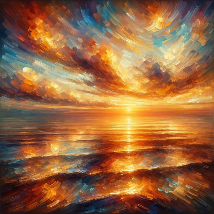 Impressionist Sunset over Ocean: Serene Beauty in Nature
