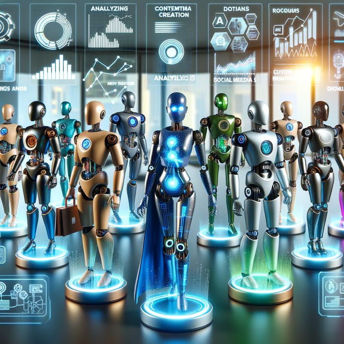 AI Marketing Figurines: Futuristic Data & Content Creators | Engaging AI Marketing Figurines