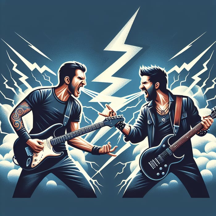 Electric Rivalry: Rock Musicians Clash Amid Lightning Strike | AI Art ...