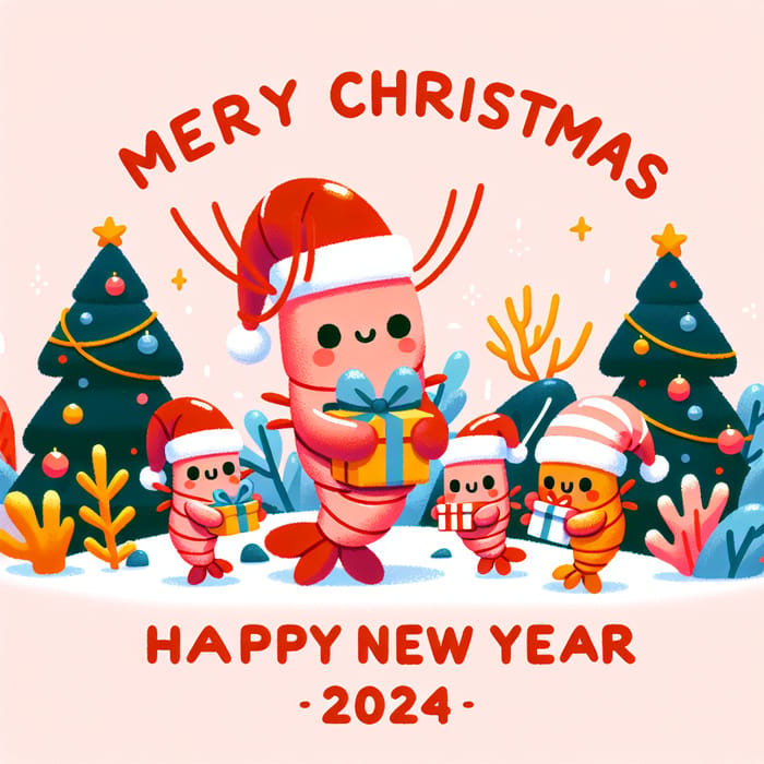Cute & Simple Merry Christmas & Happy New Year 2024 Card