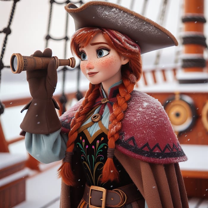 Frozen Pirate Character with Red Braided Hair