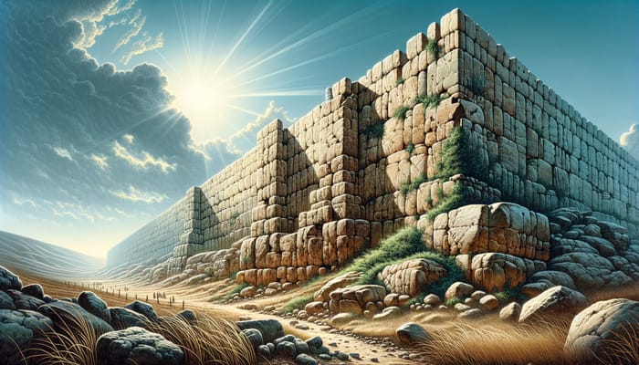 Ancient Wall of Jericho: A Detailed Depiction of Weathered Limestone Structure