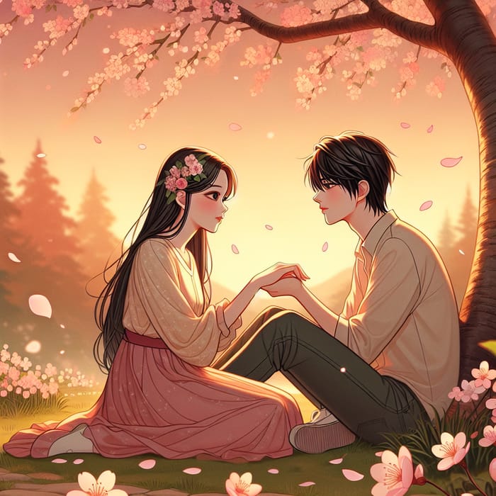Truyện Ngôn Tình: Asian Couple Under Cherry Blossom Tree