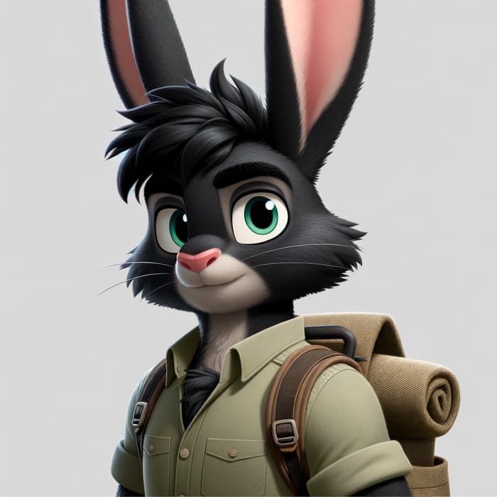 Anthropomorphic Male Rabbit with Black Fur and Blue Eyes - Adventure Ready