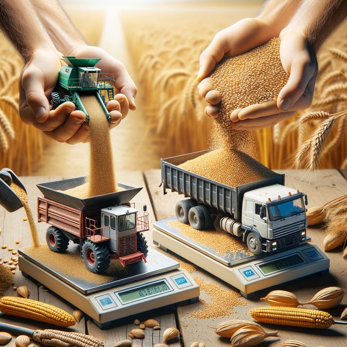 Grain Transfer from Combine Harvester to KamAZ Truck