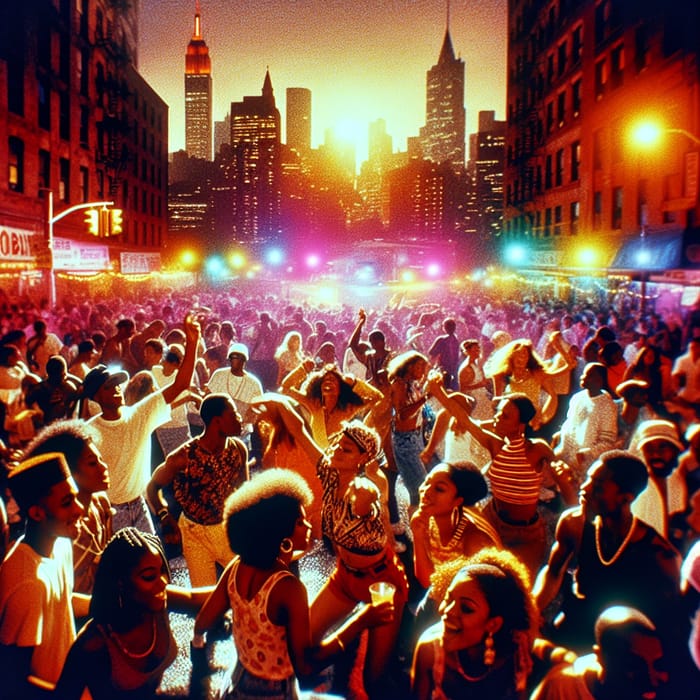 1990s Black Culture Block Party: Vibrant Neon Lights & Bold Colors