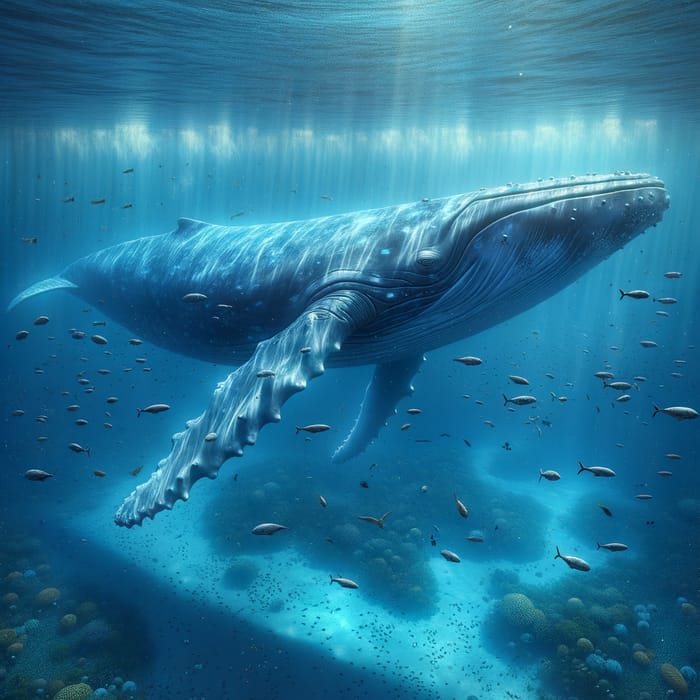 Majestic Blue Whale in Clear Ocean Depths