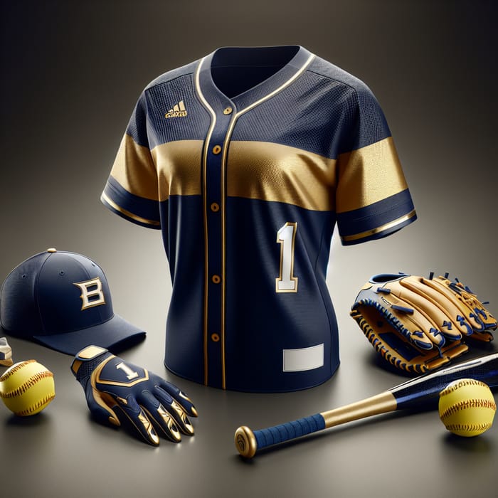 Navy & Gold Softball Team Gear with #1 Design