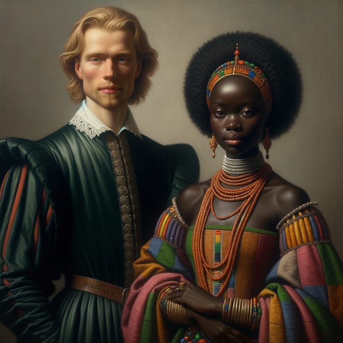 Multicultural Man and Woman Artwork