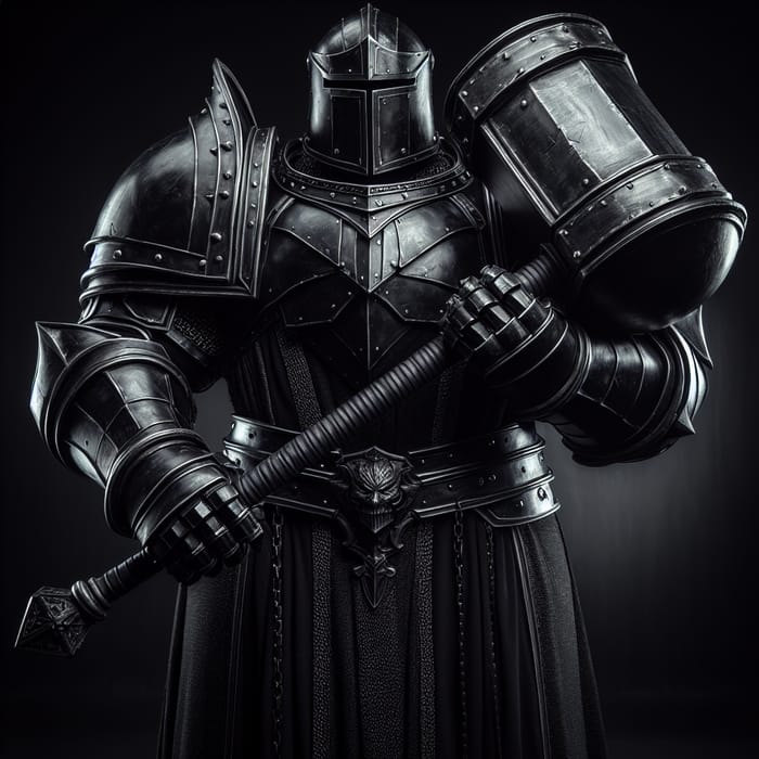Black Armored Knight with Formidable Hammer