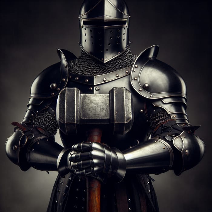 Valiant Black Armor Knight with Two-Handed Hammer | Courage & Might