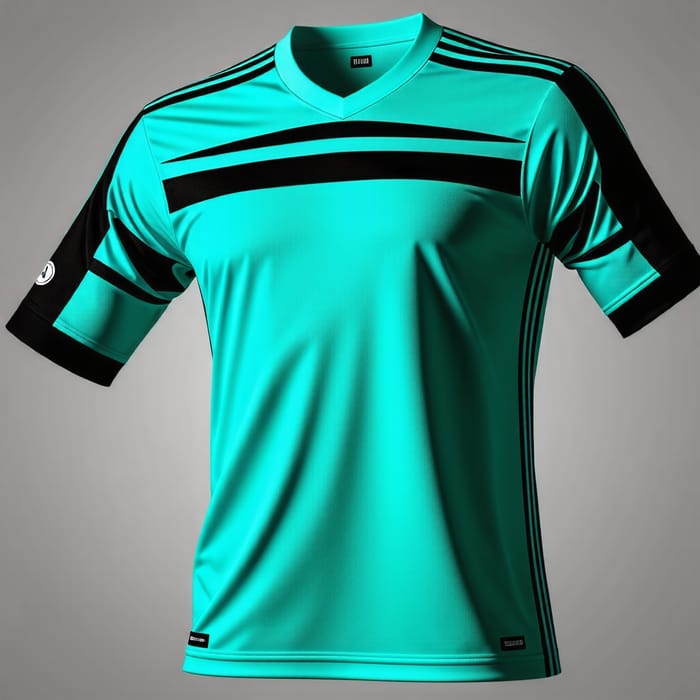 Vibrant Turquoise and Black Soccer Uniform Design | Impressionism