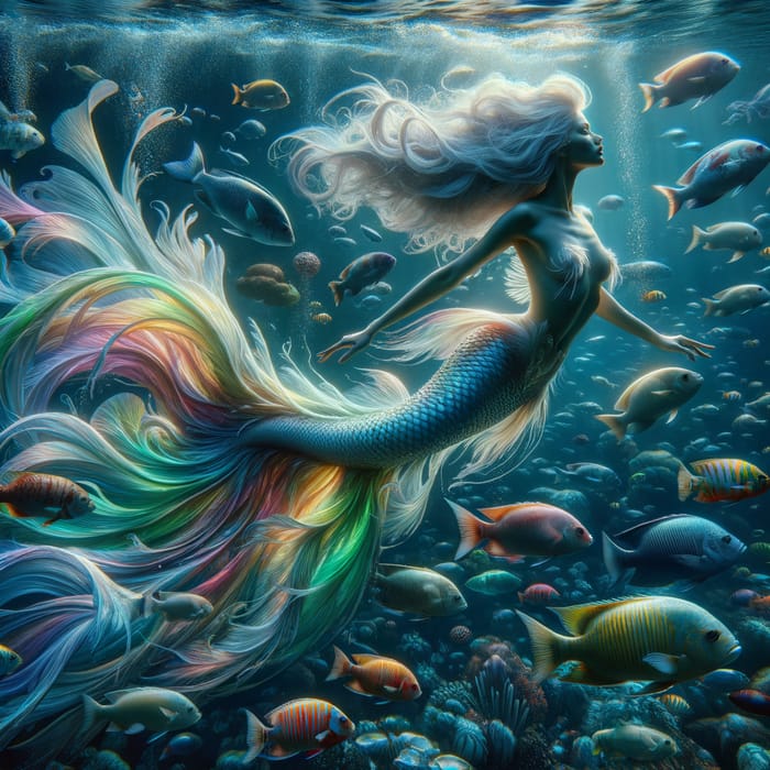 Enchanting Mermaid in Colorful Underwater Fantasy