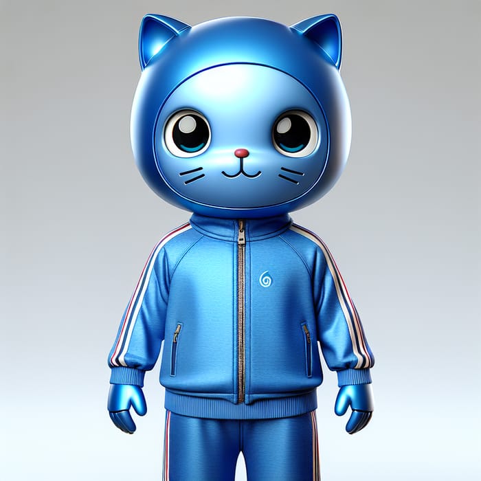 Blue Robotic Cat in Tracksuit - Doraemon Cosplay Costume