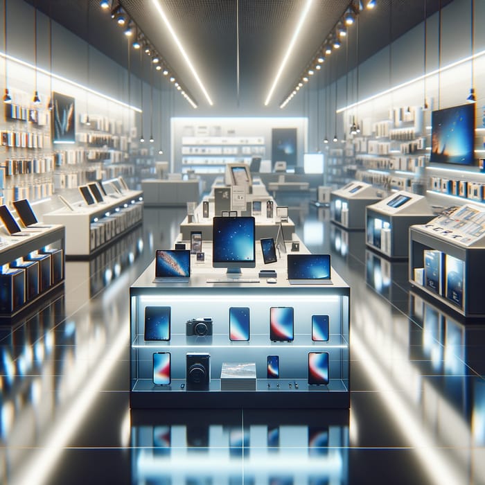 Modern Electronics Store - Empty and Inviting | Sleek Devices Display