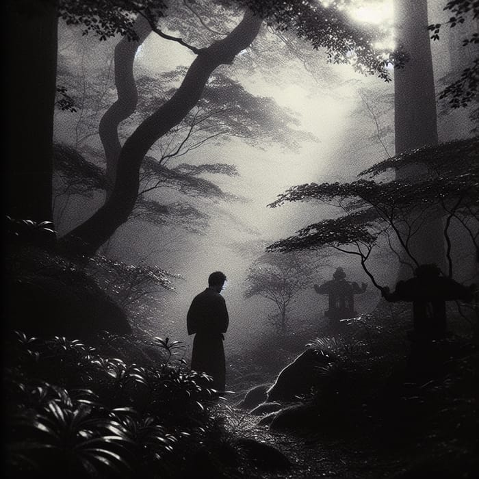 Misty Forest Solitude: Moody Vintage Photography in Nature