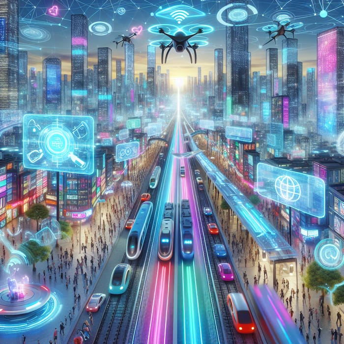 Futuristic Digital Transformation Scene | Innovative City Tech