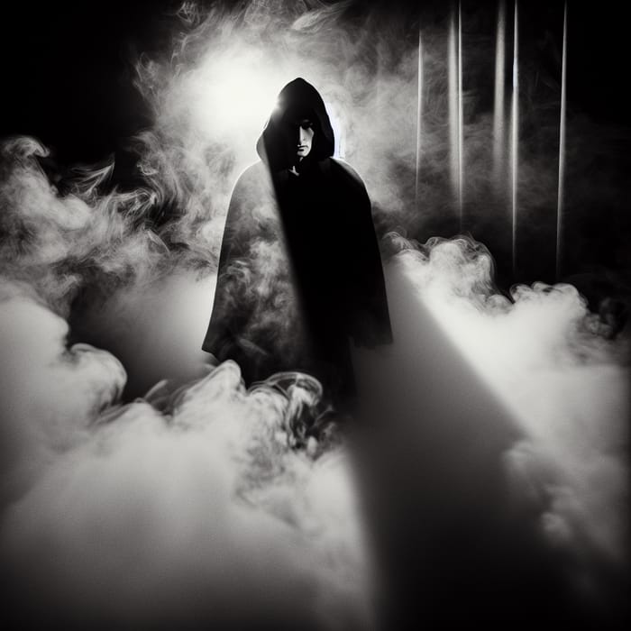 Mysterious Figure Emerging from the Mist - Enigmatic Expression