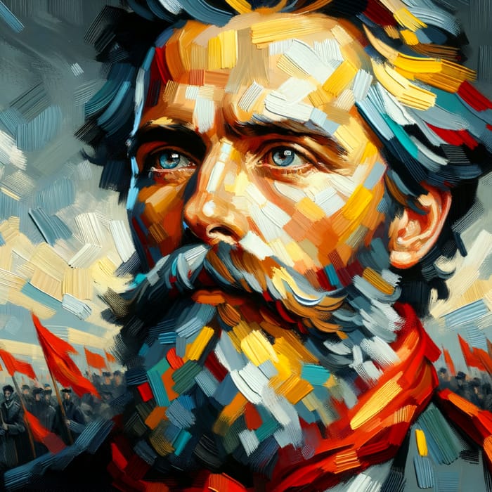 Intense Gaze of Karl Marx: Socialist Realism Portrait