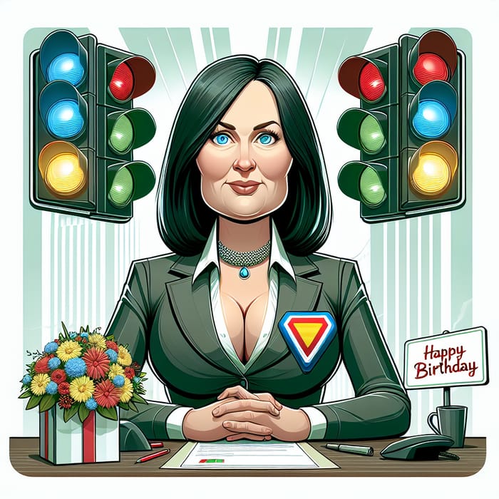 Exaggerated Female Superhero Business Attire Birthday Portrait