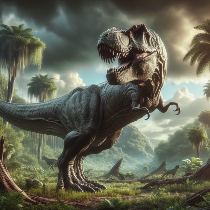 Majestic Tyrannosaurus Rex in Prehistoric Landscape