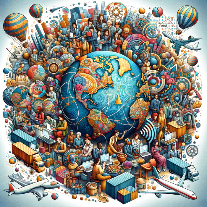 Drawing of Globalization: Diverse Cultural Interactions & Economic Unity