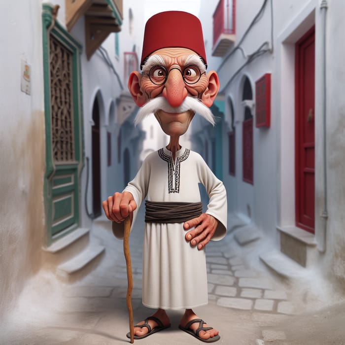 Traditional Tunisian Djebba Caricature