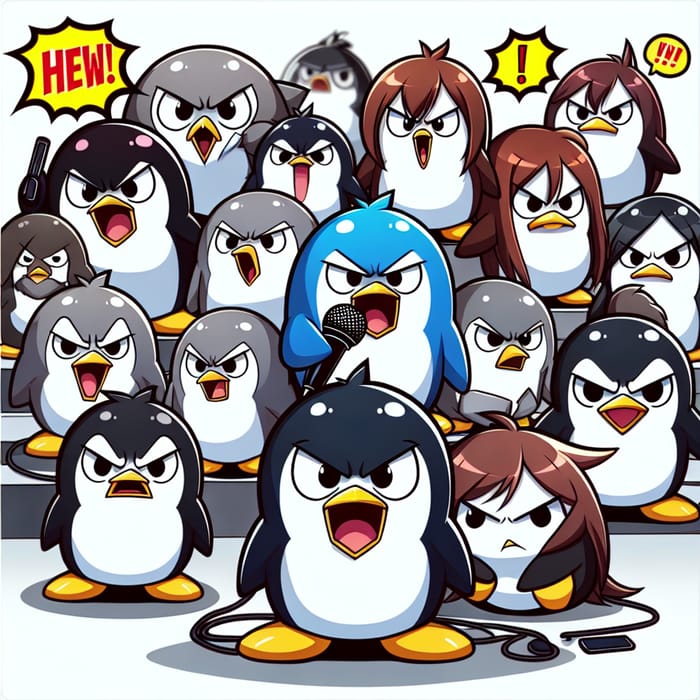 Angry Penguins: A Group of Penguins Displaying Emotions