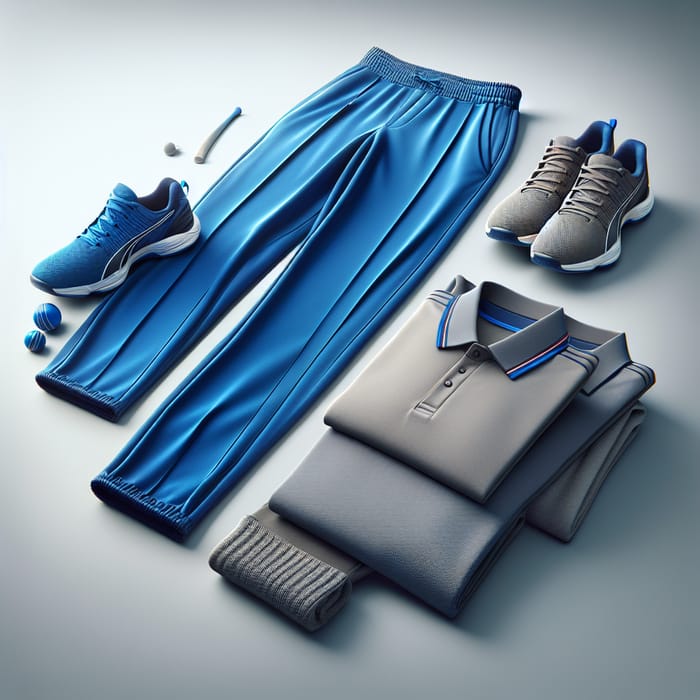 Blue Trouser and Grey Shirt Cricket Kit - Premium Sportswear