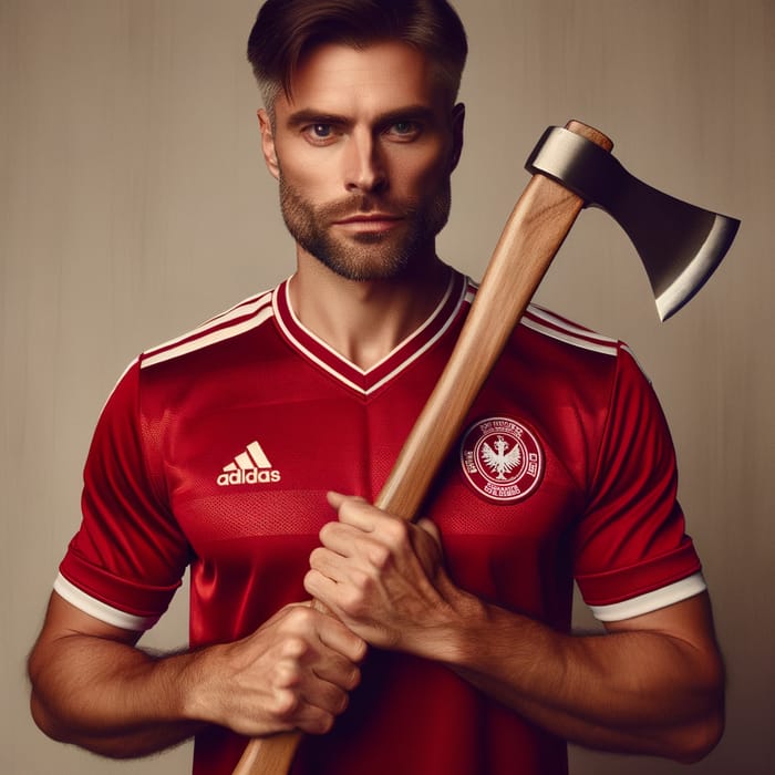 Manchester United Football Fan with an Axe