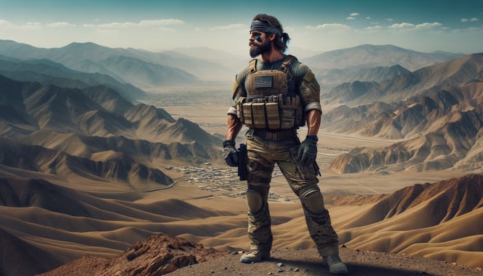 Metal Gear Solid 5: Big Boss Gazes at Afghan Desert Panorama