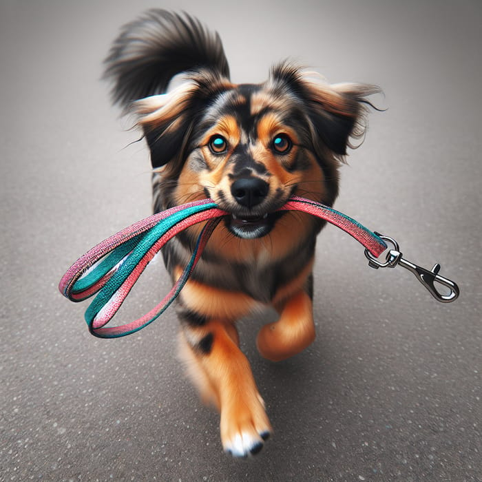 Playful Dog with Leash | Fun Pet Adventures