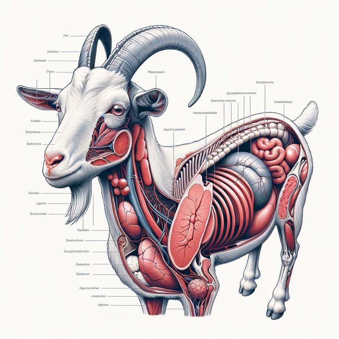 Detailed Goat Anatomy Illustration - Educational Diagram