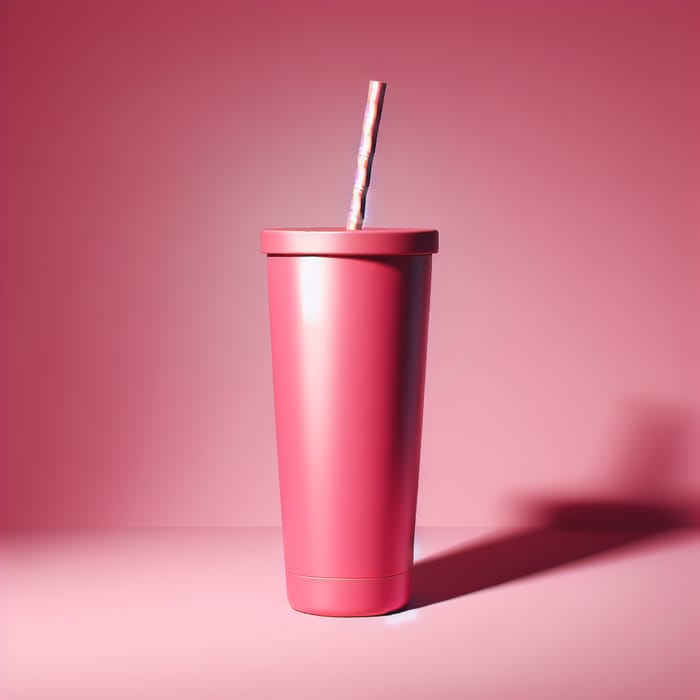 Tall Pink Tumbler Cup with Handle, Lid, and Straw