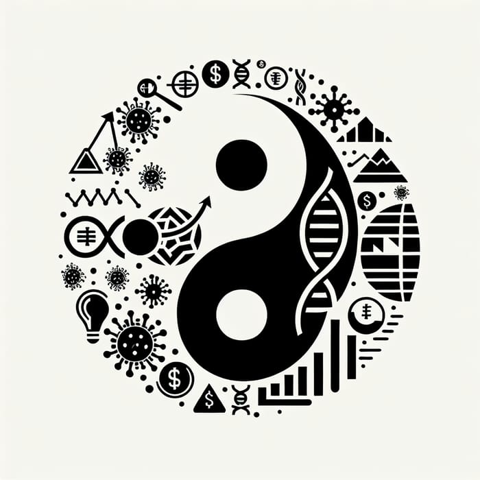 Simplistic Yin Yang Tattoo Design with Biology and Business
