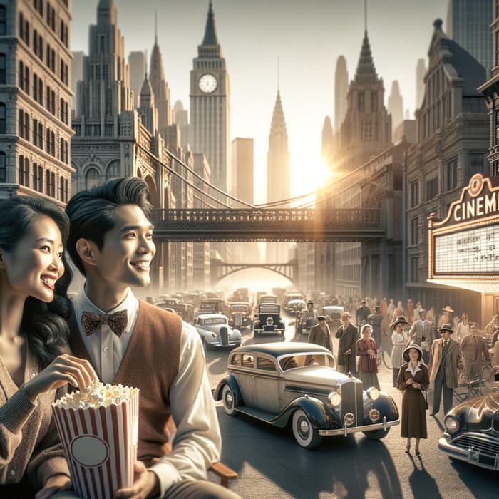 Famous Movies Cityscape with Diverse Characters