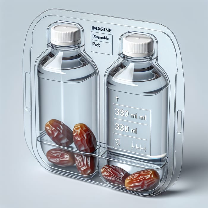 Innovative Transparent Disposable PET Package Design with Water and Dates Sections
