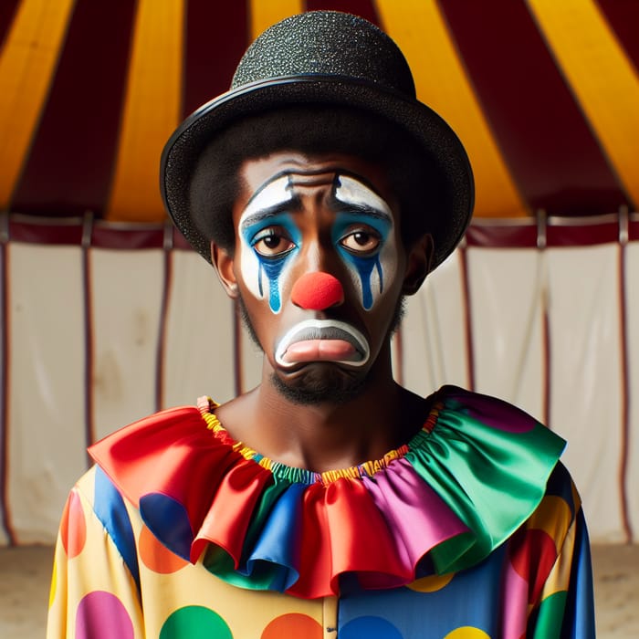 Emotive Black Male Clown in Circus: LGBTQ+ Identity