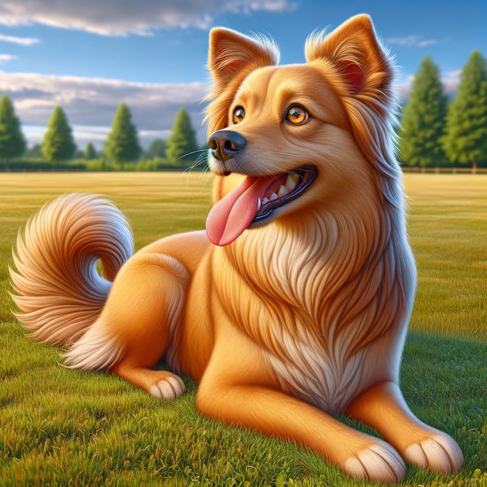 Adorable Medium-Sized Dog with Honey Coat in Sunny Environment