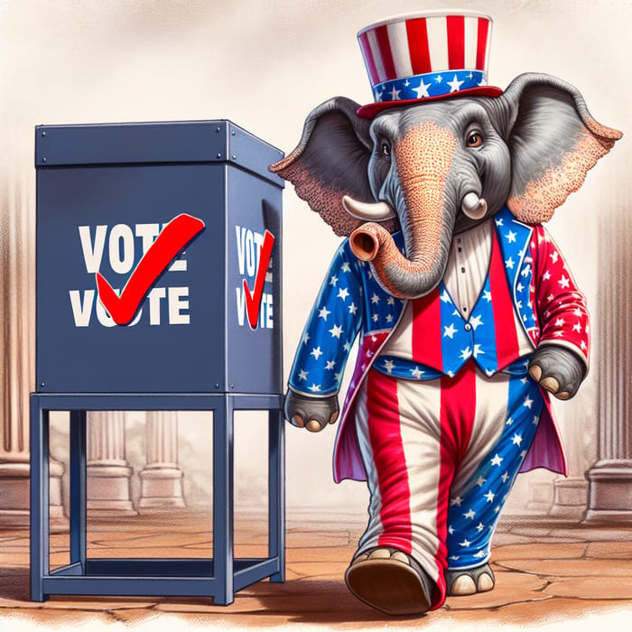 Elephant Embracing Democracy in Vivid Colors