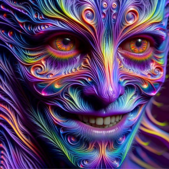 Enigmatic Psychedelic Alien - Cosmic Face Transformation