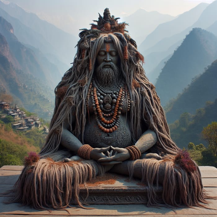 Classical Indian Deity Meditation in Himalayan Landscape